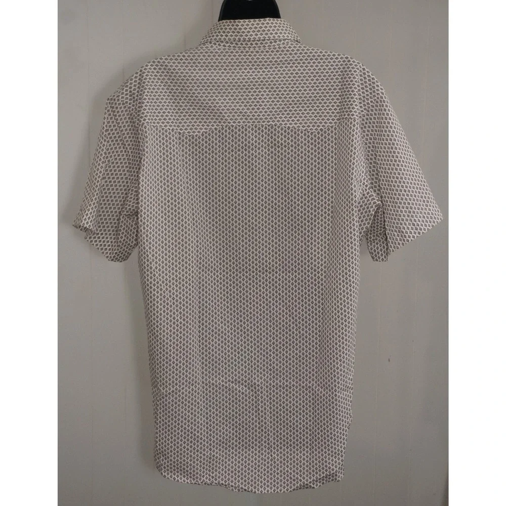 Wrangler Large Short Sleeve Geometric Western Snap Shirt White Brown